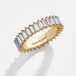BaubleBar Mini Alidia Ring • Iridescent Baguette Style Stones & Gold Band • NEW